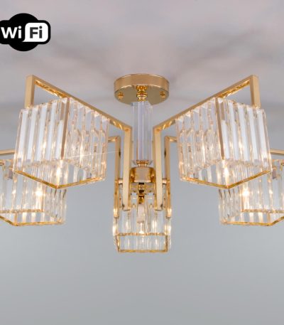 Потолочная люстра Eurosvet April 10126/5 золото/прозрачный хрусталь Strotskis Smart (10117/5)