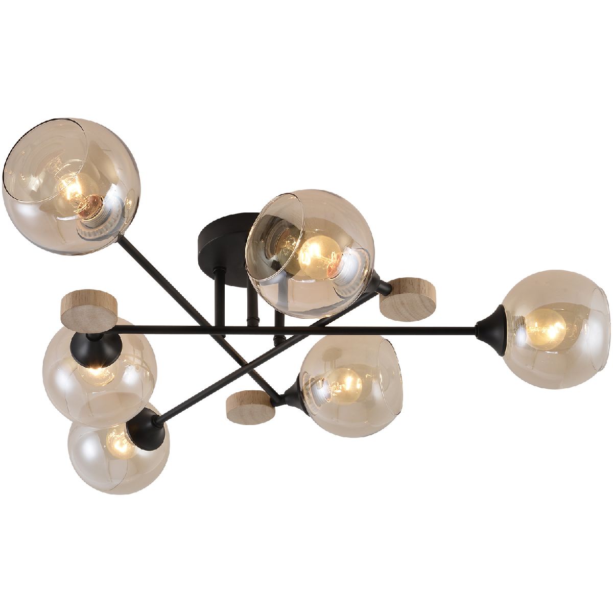 Потолочная люстра Reluce 01491-0.3-06 BK+WOOD Потолочная люстра Reluce 01491-0.3-06 BK+WOOD