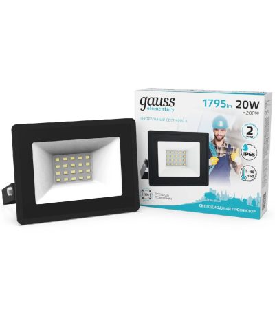 Прожектор светодиодный Gauss Elementary 20W 4000К 613100220