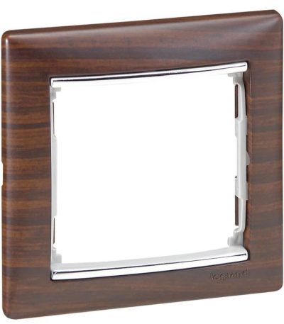 Рамка 1-постовая Legrand Valena темное дерево/серебряный штрих 770371