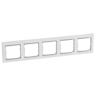 Рамка 5-постовая Legrand Valena белая/серебряный штрих 770495