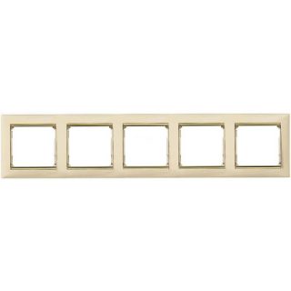 Рамка 5-постовая Legrand Valena слоновая кость/золотой штрих 774155