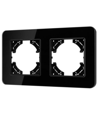 Рамка на 2 поста стеклянная Arlight FRM-OMALI-GS-2-BK 049693
