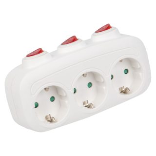 Разветвитель сетевой с выключателем Uniel S-GES3-16OB WHITE UL-00011239