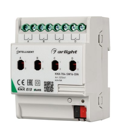 Релейный модуль Arlight KNX-704-SW16-Din (Bus, 4x16A) 025661