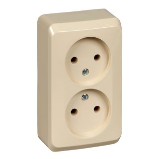 Розетка 2-ая б/з без шторок Systeme Electric Этюд наруж Крем PA16-005K