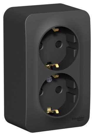 Розетка 2-ая с/з со шторками 16А,250В, изолир. пластина Systeme Electric Blanca наруж Антрацит BLNRA011216