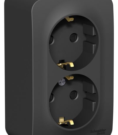 Розетка 2-ая с/з со шторками 16А,250В, изолир. пластина Systeme Electric Blanca наруж Антрацит BLNRA011216