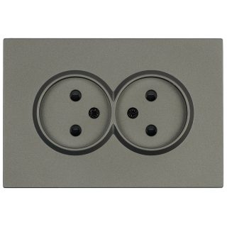 Розетка 2-местная с защитной шторкой Stekker Эмили б/з 250В 16А RST10-5116-09 антрацит soft touch 49929