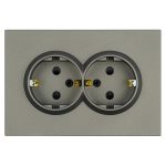 Розетка 2-местная с защитной шторкой Stekker Эмили с/з 250В 16А RST16-5114-09 антрацит soft touch 49934