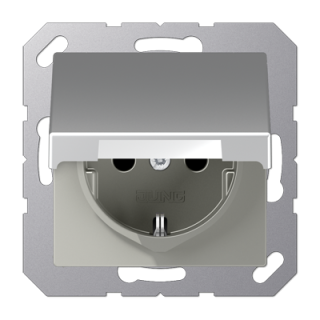 Розетка 2K+З cо шторками и крышкой Jung A1520BFKIKLAL