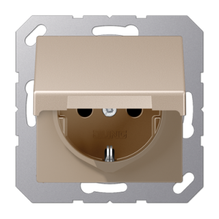 Розетка 2K+З cо шторками и крышкой Jung A1520BFKIKLCH