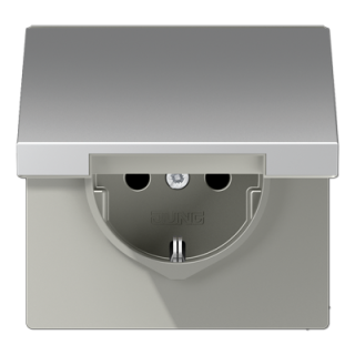 Розетка 2K+З cо шторками и крышкой Jung AL1520KIKL