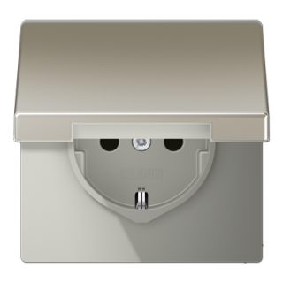 Розетка 2K+З cо шторками и крышкой Jung ES1520KIKL