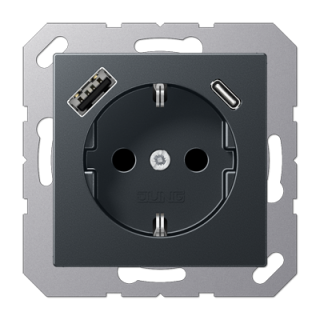 Розетка 2K+З USB Typ AC Jung A1520-15CAANM