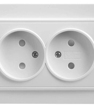 Розетка двойная Feron Stekker Эрна б/з 10A 250V белый PST10901301 39053