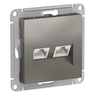 Розетка двойная компьютерная RJ45+RJ45, кат.5E Systeme Electric AtlasDesign Сталь ATN000985