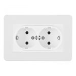 Розетка двойная с/з и шторками Arte Milano SET16-double-40-2 white