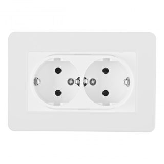 Розетка двойная с/з и шторками Arte Milano SET16-double-40-2 white