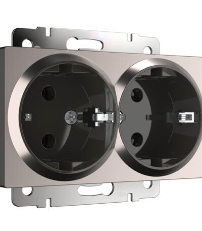 Розетка двойная с заземлением Werkel глянцевый никель W1172002 4690389158094