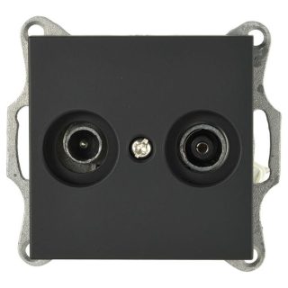 Розетка Jasmart TV-FM проходная с накладкой черный матовый (soft touch) G6205PB