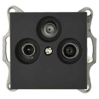 Розетка Jasmart TV-FM-SAT оконечная W с накладкой черный матовый (soft touch) G6206PB