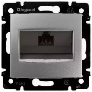 Розетка компьютерная RJ45 Legrand Valena 6 кат UTP с захватами алюминий 770246