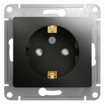 Розетка с/з со шторками, 16А Systeme Electric Glossa Антрацит GSL000745