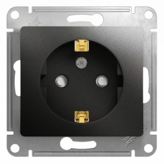 Розетка с/з со шторками, 16А Systeme Electric Glossa Антрацит GSL000745