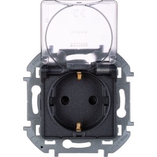 Розетка с/з со шторками с защитной крышкой Legrand Inspiria 673743