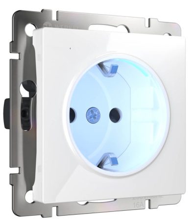 Розетка с заземлением и подсветкой Werkel белая W1171401 4690389155338