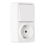 Розетка с заземлением и шторками + выключатель одноклавишный Arte Milano 310.52-1.white