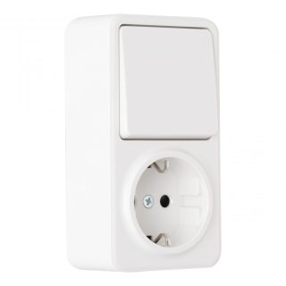 Розетка с заземлением и шторками + выключатель одноклавишный Arte Milano 310.52-1.white
