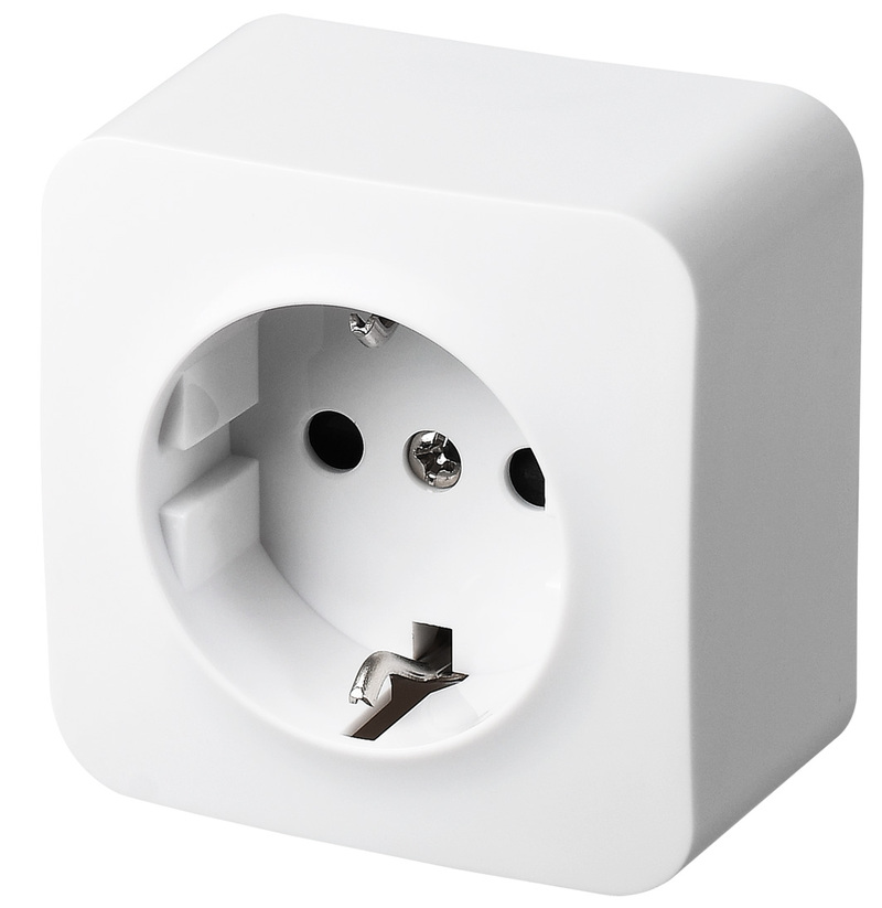 Розетка с заземлением со шторками накладной монтаж Jasmart FS 16А/250B FS5501W