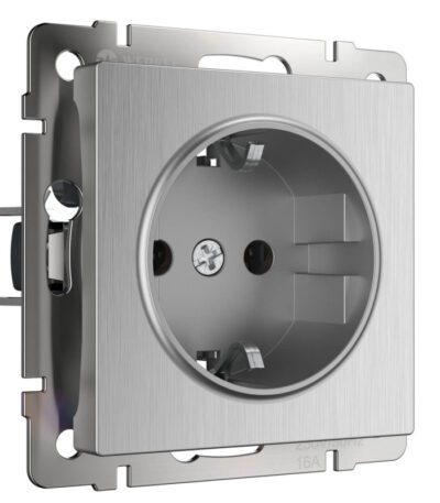 Розетка с заземлением Werkel cеребряный рифленый W1171009 4690389159701