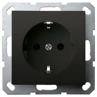 Розетка SHUKO Jasmart с защитными шторками 16A 250V 2P+T черный матовый (soft touch) G5501PB