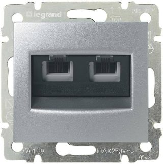 Розетка телефонная 2хRJ11 Legrand Valena алюминий 770139