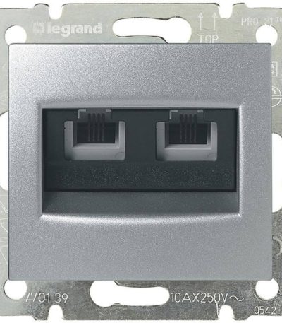 Розетка телефонная 2хRJ11 Legrand Valena алюминий 770139