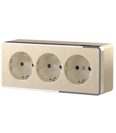 Розетка тройная с/з со шторками Werkel Gallant шампань рифленый W5073110 4690389163883