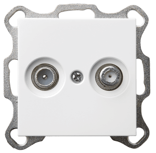 Розетка TV-FM Jasmart проходная с накладкой белый глянцевый G6205W