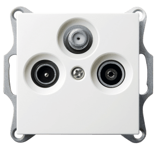 Розетка TV-FM-SAT Jasmart проходная с накладкой белый глянцевый G6207W