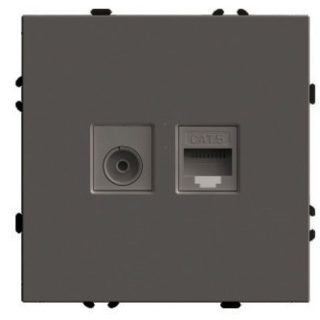 Розетка TV + компьютерная RJ-45 (механизм) Stekker Эмили RST00-5106-09 антрацит soft touch