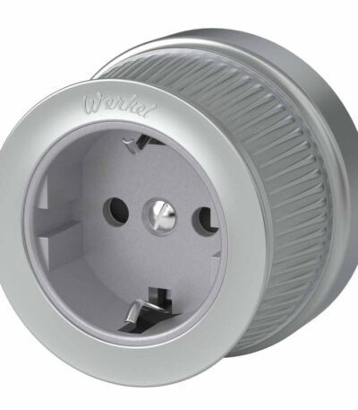 Розетка Werkel с заземлением и шторками Ретро матовый хром WL19-10-02 4690389143458