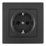 Комплект розетки с/з и шторками и рамкой Arte Milano SET06-1-40-1 black