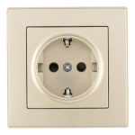 Комплект розетки с/з и шторками и рамкой Arte Milano SET06-1-40-1 shampan