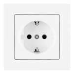 Комплект розетки с/з и шторками и рамкой Arte Milano SET06-1-40-1 white