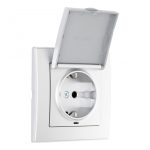 Комплект розетки с/з и шторками, защитной крышкой и рамкой Arte Milano SET06-1-41-1 silver