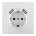 Комплект розетки с/з и шторками + USB и рамкой Arte Milano SET06-1-47-1 silver