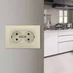 Розетка двойная с/з и шторками Arte Milano SET06-double-40-2 shampan