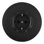 Розетка круглая с/з и шторками и рамкой Arte Milano SET08-1-40-1 black